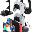 KAFRI Headphone and Controller Stand with USB A&C Charger, Desk Gaming Accessories Headset Holder with USB Charging Port and 2 AC Outlets, Switch/Phone Storage Organizer, Gamer Gift for Men Boyfriend