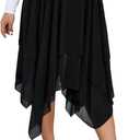 Verdusa Women's Plus Size Elastic High Waist Asymmetrical A Line Chiffon Midi Skirt Black 2XL