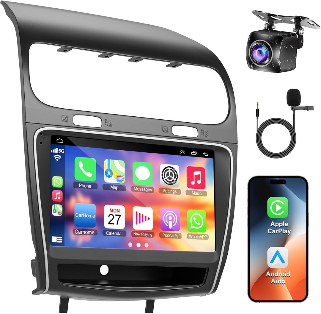 4G+64G Android 13 Car Stereo for Dodge Journey 2011-2019, 9 Inch IPS Touch Screen Car Radio with Wireless Carplay/Android Auto,GPS, WiFi, Bluetooth, Support OBD2/DVR/DSP