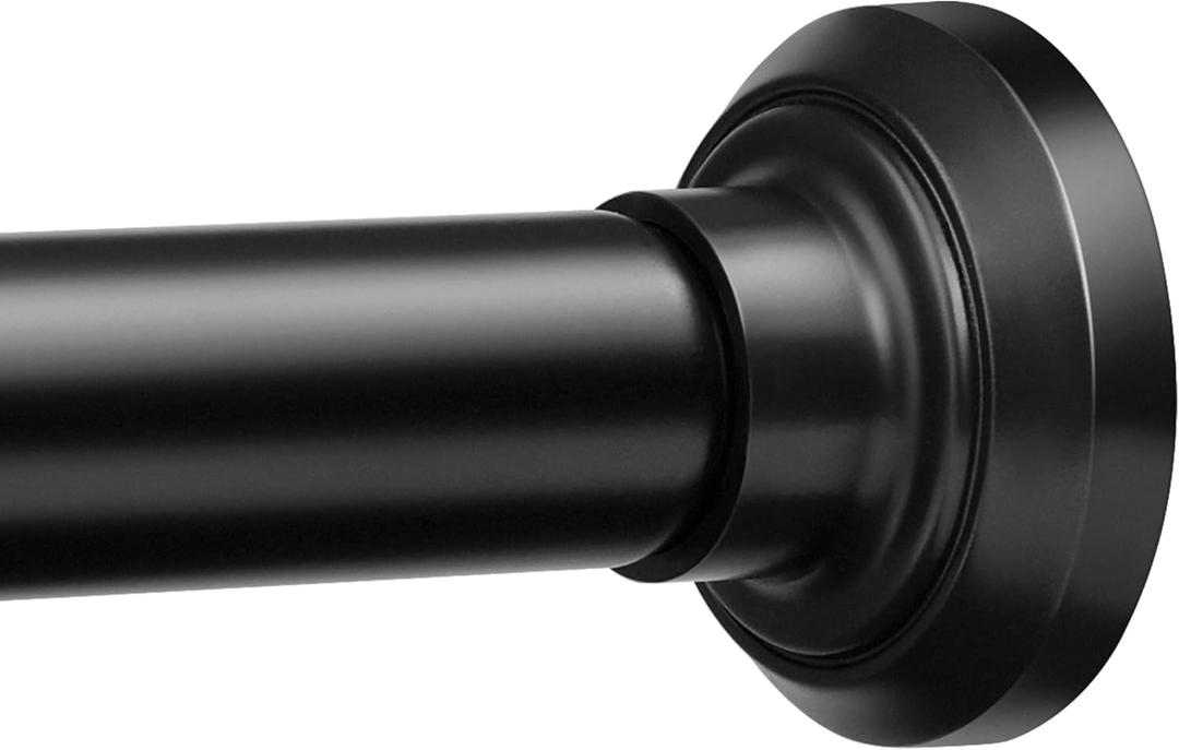 ENJOYBASICS Matte Black Shower Curtain Rod 33 to 72 Inches, 1 Inch Stainless Steel Adjustable Spring Tension Rods No Drill for Bathroom, Closet, Window, Room Divider, Never Rust, Non Slip (33-72)
