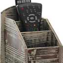 MyGift Rustic Torched Wood Remote Control Holder for Table with 3 Compartments, Living Room TV Media Organizer