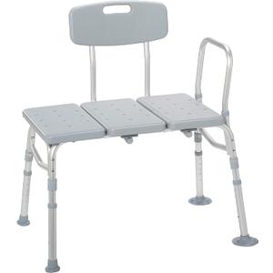 Drive Medical 12011KD-1 Tub Transfer Bench For Bathtub, Height Adjustable Shower Bench with Backrest, Shower Seat Shower Chair Bath Chair for Elderly, Seniors, Arm Support for Transfer, 400 Weight Cap