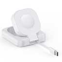 for Apple Watch Magnetic Charging Dock - 5W Wireless Fast iWatch Charger Stand with USB C Cable, Nightstand Mode, for Apple Watch Ultra 2/10/9/8/7/6/SE/SE2/5/4/3/2, Portable Travel Retractable White