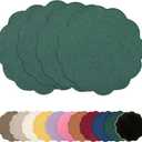 AHHFSMEI Round Faux Linen Placemats Set of 4 Heat Resistant Non-Slip Stain Proof Table Mats for Kitchen Dining Elegant Decor Place Mats (Forest Green,4)