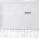 Paisley Scarf Shawl Jacquard Wrap Stole Two Tones Vintage Soft Lightweight With Fringes Reversible (16-ivory)