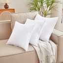 Qeils 24 x 24 Soft Polyester Cover Pillow Inserts Set of 2 - White Rectangle Square Decorative Pillow Inserts for Couch & Sofa
