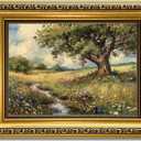 YD&YZY Gold Framed Vintage Wall Art Canvas Spring Country Landscape Wall Decor Wildflower Farmhouse Painting Rustic Nature Picture Cottagecore Print for Home Decor Bedroom 8x10 inch Small Framed