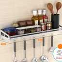 Wall Mount Metal Wall Shelf Kitchen Spice Condiment Racks 304 Stainless Steel fit Storage Rack Bedroom Bathroom Living Room Shelves (Length23.6 width5.9)