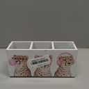 Trendy Funny Leopard Pen Pencil Holder Organizer for Desk, Cheetah Room Decor, Preppy Girly Y2k Aesthetic Cheetah Wooden Box Block Sign for Home Office Tabletop Decor