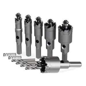 GSTK 10PCS Upgrade Heavy Duty Carbide Hole Saw Kit,with 4*Extra Titanium Plated Pilot Center Drill and 2* Springfor Hard Metal, Stainless Steel, Iron (6pcs)