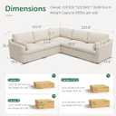 HONBAY Cloud Couch Modular Sectional Sofa Chenille Cloud Couch Sectional L Shaped Deep Seat Modular Sofa for Living Room, Beige