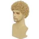 Swiking Mens Curly Afro Wigs Light Blonde Short Wig California Halloween Cosplay Replacement Wigs Rocker Wig for Male Guy(Light Blonde)