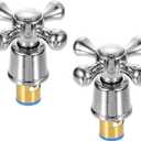 UXCELL 2Pcs Faucet Tap Handles, Shower Knobs, Alloy Cross-Arm Replacement for Kitchen, Shower, Tub, Silver