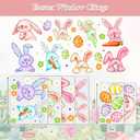 2 x JarThenaAMCS Extra Large Bunny Rabbit Easter Window Clings Colorful Watercolor Bunny Egg Double-Sided Glass Sticker Decals for Spring Home Party Wall Decor, 6 Sheets