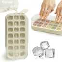 Ice Cube Tray with Lid and Bin 21 Pcs Quick-Fill Ice Cube Mold for Freezer Easy Press to Release White No-Touch Ice Cube Trays
