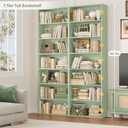 FACBOTALL 82" Tall Bookshelf, 7-Tier Open Shelves Bookcase, Freestanding Display Storage Shelves, Tall Bookcase Home Decor Furniture for Home Office, Living Room, Bedroom, Green