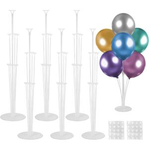 Voircoloria 6 Sets Balloon Stand Kits, Balloon Sticks with Base for Table Centerpieces Graduation Birthday Baby Shower Gender Reveal Party Decorations