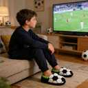 Little Kids Warm Slippers with Soft Memory Foam Slip-on Indoor Football Slippers, Size 10-11