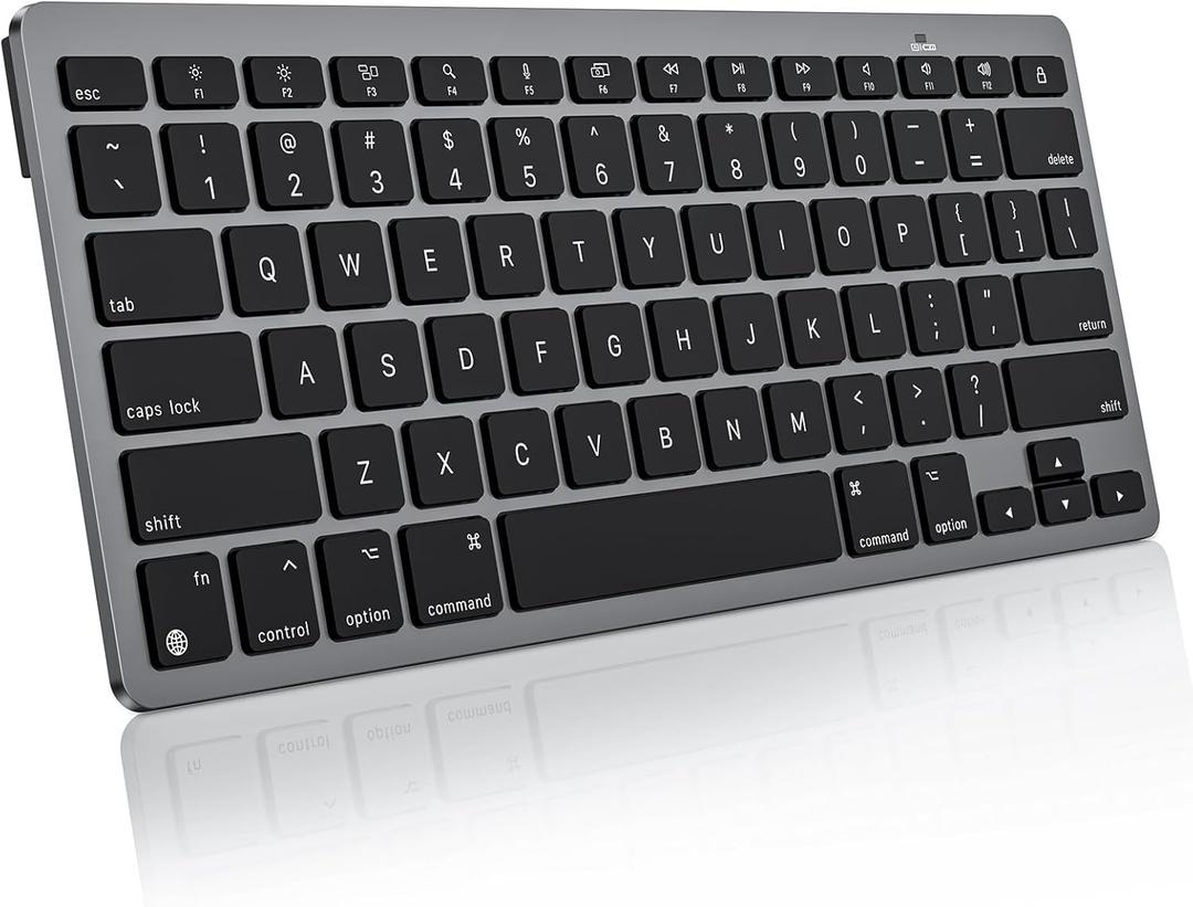 OMOTON Wireless Keyboard for Mac, Ultra-Slim Bluetooth Keyboard with Stable Connection, Compatible with iMac, iMac Pro, MacBook Pro/Air, Mac mini Laptop, Black Grey