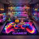 Gaming Rug for Boys Room - Gamer Rug, 9'x12' Gaming Carpet for Teens Boys Bedroom Playroom Decor, Game Controller Carpet for Office Computer Chair Floor Mats
