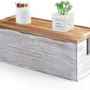 Large Cable Management Box, White Washed Wood Cord Organizer Box for Desk, Floor, Office to Hide Extension Cords Power Stripes Surge Protectors Chargers Wires