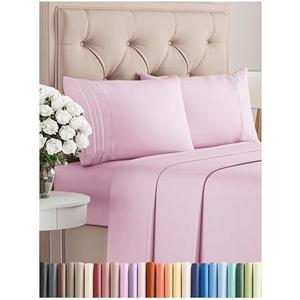 Full Size 4 Piece Sheet Set - Comfy Breathable & Cooling Bed Sheets Set - Hotel Luxury Bedding for Women, Men, Kids, Teens, Boys & Girls - Deep Pockets, Soft and Wrinkle Free - Oeko-Tex - Light Pink