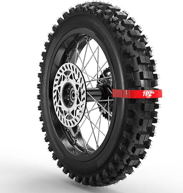 1PZ WR2-SNX 12mm Axle 14" Rear Wheel Rim Tire Assembly 90/100-14 Tire Replacement for 125cc 140cc 150cc 160cc Pit Dirt Bike KLX65 Apollo Kayo TT 125 140 Includes Brake Rotor and 480-41T Sprocket