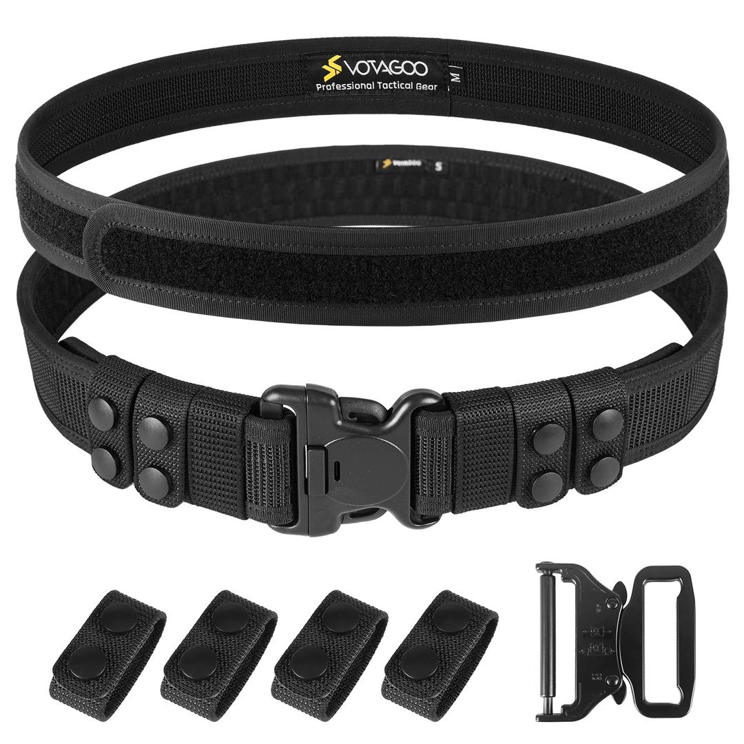 Duty Belt 2'' Police Belts with Hook Lining, Nylon Tactical Belt for Law Enforcement Officers with 4 Belt Keeper, M