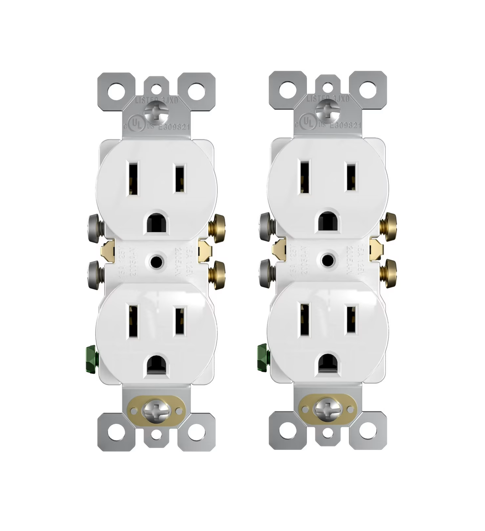 HYPRR TOUGH 15 Amp 125 Volt Tamper Resistant Duplex Receptacle 2 PCS White