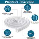 Yaocom 3 Inches 30 ft PVC Dust Collection Hose with Stainless Steel Hose Clamps Set Flexible Clear Vacuum Hose Puncture Resistant Fume Hose for Vacuums Cleaner Fume Dust Collection System (White)