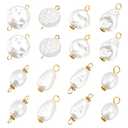 PandaHall 80Pcs Pearl Pendant Connectors, 8 Style Irregular Pearl Bead Links White ABS Plastic Pearl Bead Pendants Pearl Acrylic Links with Golden Pins for Earring Bracelet DIY Jewelry Making