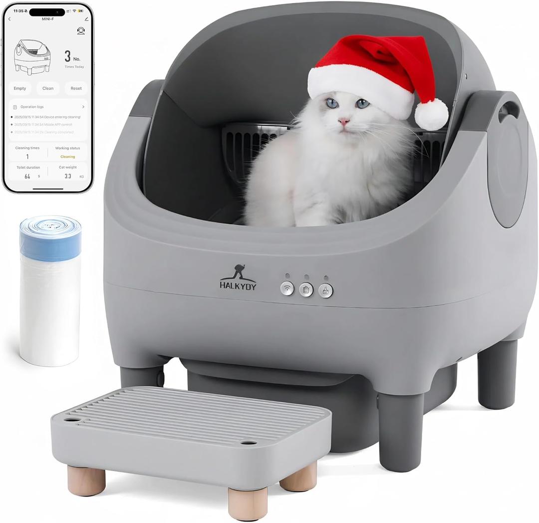 Upgraded Automatic Litter Box Self Cleaning, with Raised Step, Open Top Large Capacity for Multiple Cats, Odor Control & Safety Protection & Smart App Control & Health Monitoring & Quiet Operation