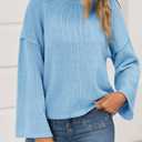 Cicy Bell Womens Oversized Crew Neck Sweater Fall Long Sleeve Knit Tops Trendy Casual Loose Fit Pullover Sweaters (Blue, M)