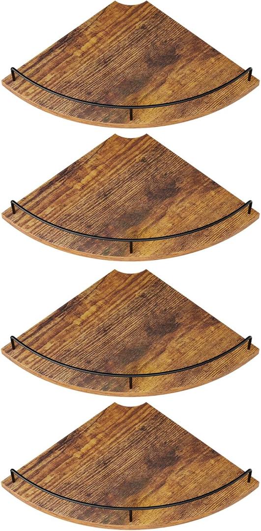 Corner Shelf Wall Mount, Floating Corner Shelves, Set of 4 Corner Wall Shelf Organizer,Rustic Wood Wall Storage Display Shelves forLiving Room Bedroom Bathroom Kitchen