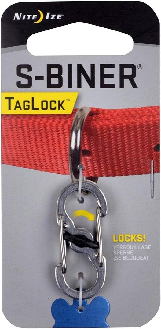Nite Ize S-Biner TagLock Stainless Steel Locking Biner for Dog Collar (2-Pack)2