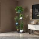 LINZINAR Plant Stand Indoor Outdoor Corner 4 Tier Metal Plant Shelf Patio Plant Rack for Garden Corner Balcony Living Room