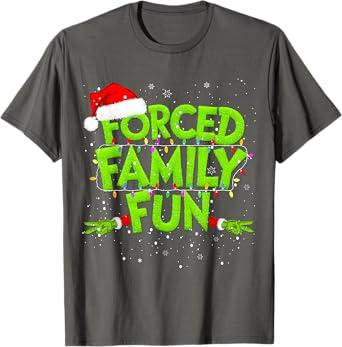 Forced Family Fun Christmas Shirts Matching Family Pajama T-Shirt Large