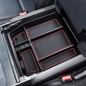 RUNROAD Armrest Organizer Tray Compatible with 2021 2022 2023 2024 Ford F150 Accessories, For F-150 Insert Armrest Storage Box (40/Console/40 Front-Seats and Full Console w/Bucket Seats ONLY), Red