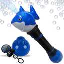 ArtCreativity Light Up Shark Bubble Wand for Boy, 11.5 Inch Bubbles for Toddlers 1-3, Bubble Blower Wand with Thrilling LED Effect, Bubble Fluid and Batteries Included, Great for Kids