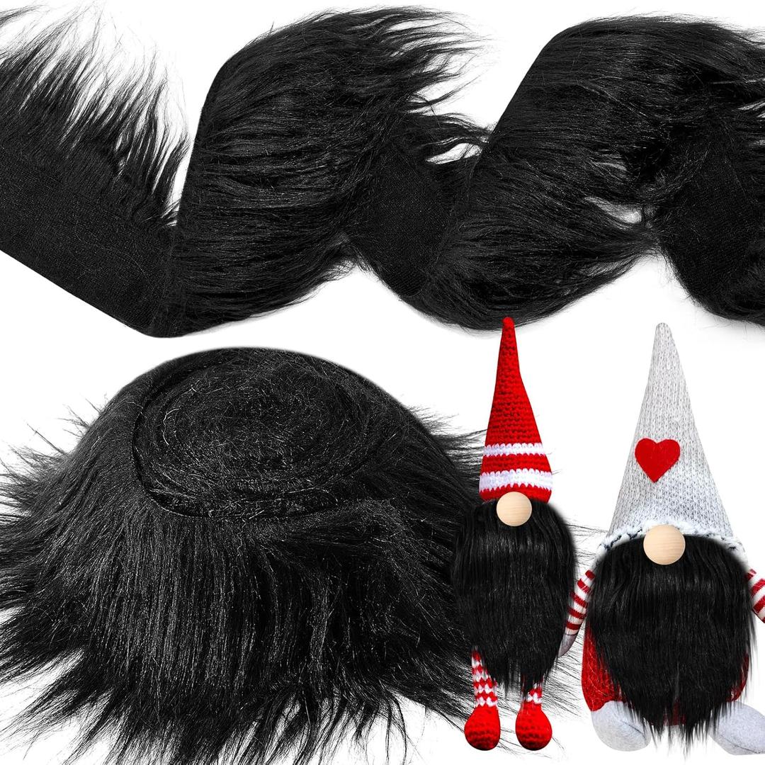 Tatuo Faux Fur Fabric Christmas Fluffy Fuzzy Craft Fake Fur Cuts Shaggy Synthetic Plush Patch Sewing DIY Winter Halloween Costume Gnome Beard Miniature Dolls Rugs Mats Gift(Black,2 x 100 Inch)