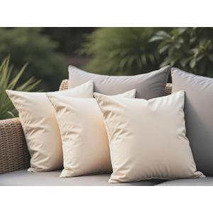 18" x 18" Throw Pillows with Inserts, Outdoor Waterproof Pillows, Square Decorative Pillows for Patio Furniture Garden Couch Sofa Home(Light Khaki, Set of 3)