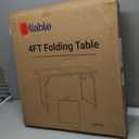 Folding Table 4 Foot Portable Heavy Duty Plastic Fold-in-Half Utility Table Small Indoor Outdoor Adjustable Height Folding with Carrying Handle, Camping and Party,White