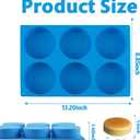 Sidosir 2Pcs 4Inch Round Deep Silicone Molds, Deep 1.4Inch Muffin Top Pan Baking Silicone Molds for Cupcake, Hamburger, 6 Cavity Non-Sticking Egg Bite Mold for Cake, Muffin, Breakfast Sandwiches