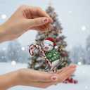 Pig Christmas Ornament 2025 2D Flat  Acrylic Holiday Tree Hanging Decoration  Cute Farm Animal Hugging Candy Cane Ornament, Pig Lover Gift, Rustic Christmas Keepsake 2025