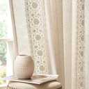 jinchan Weslie Boho Curtains for Living Room Ivory Vintage Floral Farmhouse Curtains 108 Inches Long Linen Drapes for Bedroom Embroidered Extra Long Light Filtering Drapes Rod Pocket 2 Panels