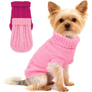 2 Pack Dog Sweaters for Small Dogs, Chihuahua Yorkie Sweater, Dog Clothes for Small Dogs, Winter Warm Pullover Clothing, Pet Cat Cold Weather Puppy Clothes Outfits L