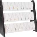 Necklace Holder 3 Tier Wood Necklace Organizer Stand with White Velvet, Necklace Display Stand for Selling, Chain Necklace Holder Rack for Show, 72 Necklaces Bracelets
