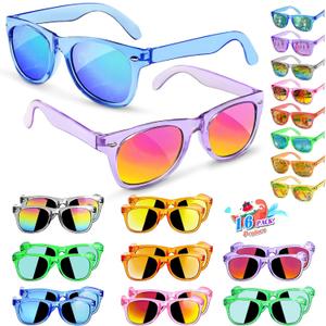 Kids Sunglasses Party Favors - Boys Girls Valentines Day Gifts, Neon Sunglasses with UV 400 Protection for Kids Classroom Favors Birthday Goodie Bags Stuffers - 16 Packs