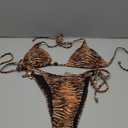 RoseSeek Women's 2 Pieces Zebra Striped Bikini Set Halter Triangle Swimsuit Y2K Tie Side Bathing Suit Brown Large