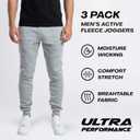 Ultra Performance 3 Pack Fleece Active Tech Joggers for Men, Men's Sweatpants with Zipper Pockets (XL)